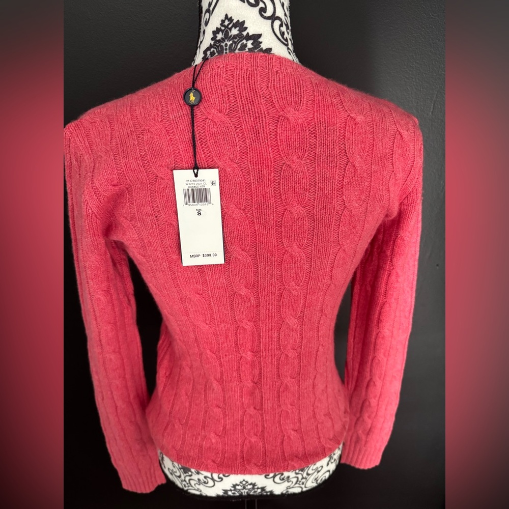 Polo by Ralph Lauren Cashmere Orange (More like Pink) Cable Knit Sweater - Picture 4 of 7
